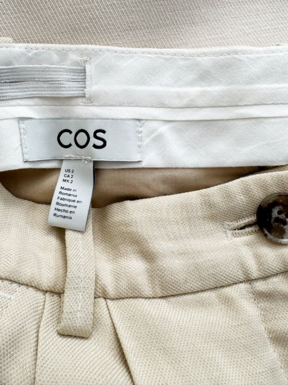 COS Pleated Linen Pants in Beige, size 2 - Picture 6 of 12